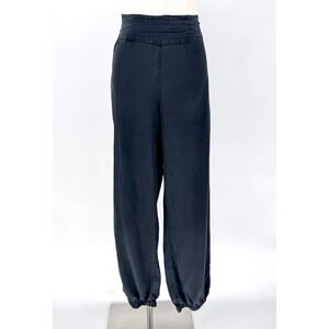 Saks Fifth Avenue Womens 100% Silk Jogger Pants High Rise Black Charcoal M